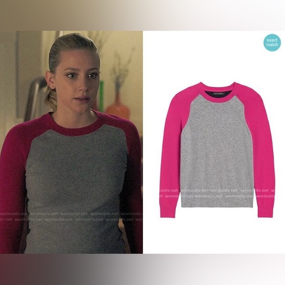 Banana Republic Extra Fine Merino Wool Crew Neck Rib Knit Sweater Gray Pink Navy - Picture 2 of 10